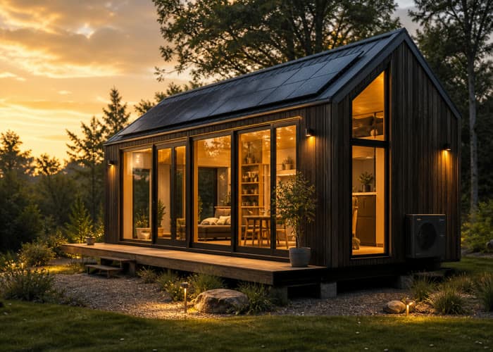 Modern tiny house met geïntegreerde technische voorzieningen