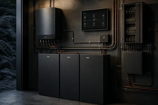 Geordende accu- en omvormerinstallatie voor off-grid energie